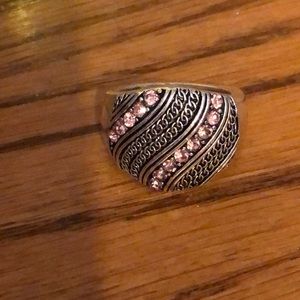 Pink stone and silver ring